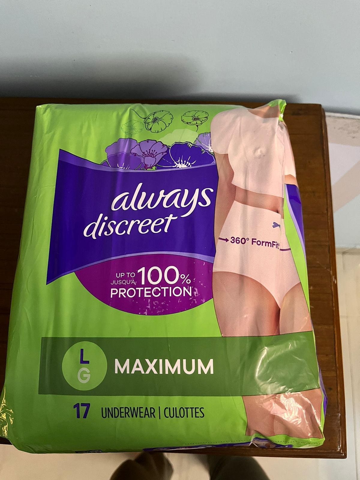 Always Discreet Incontinence & Postpartum Underwear for Women, Size :  Large, 17 Count