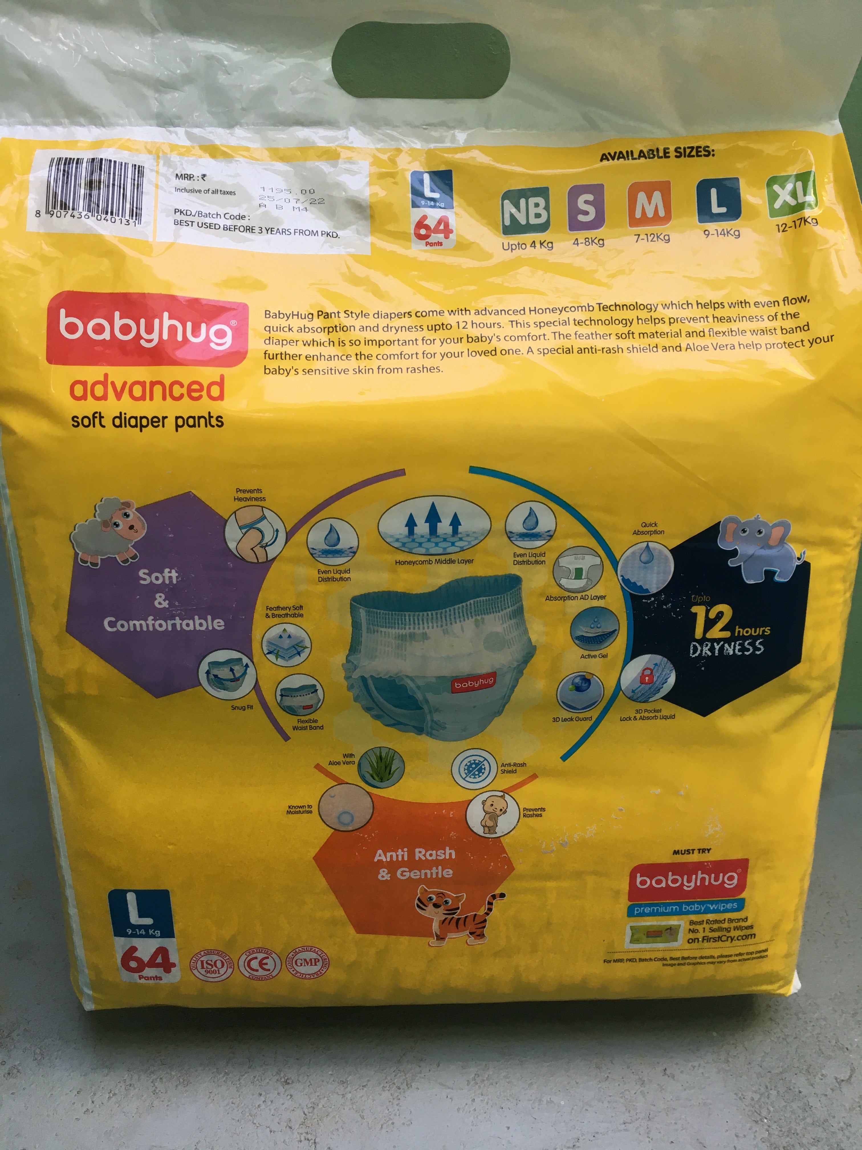 Babyhug Baby Diapers Pants Large 64s Pack - Advanced Soft Diapers Pants(l64)  (9-14 Kg) at Rs 400 / Pack in Chennai
