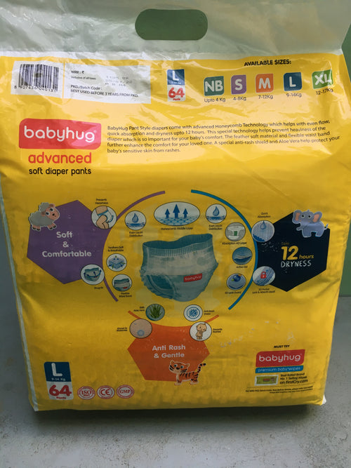 Babyhug Super Dry Diaper Pants Medium Size 7-12Kg 34 Diaper Pants Pack With  Combo of