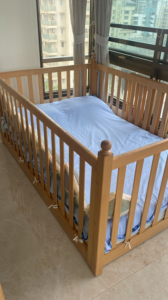 Wooden Toddler Cot With Mattress Baby Furniture NA 