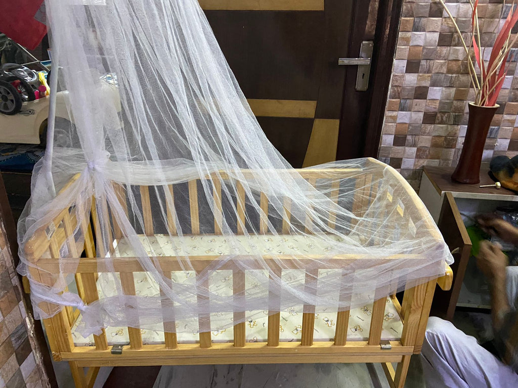 Babyhug Wooden Cradle With Mosquito Net Baby Furniture Babyhug 